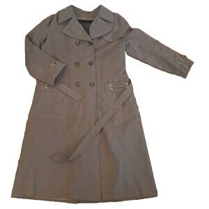 Womens Vintage Beige Trench Coat Smug Pockets Removable Liner 1970s Mod Large